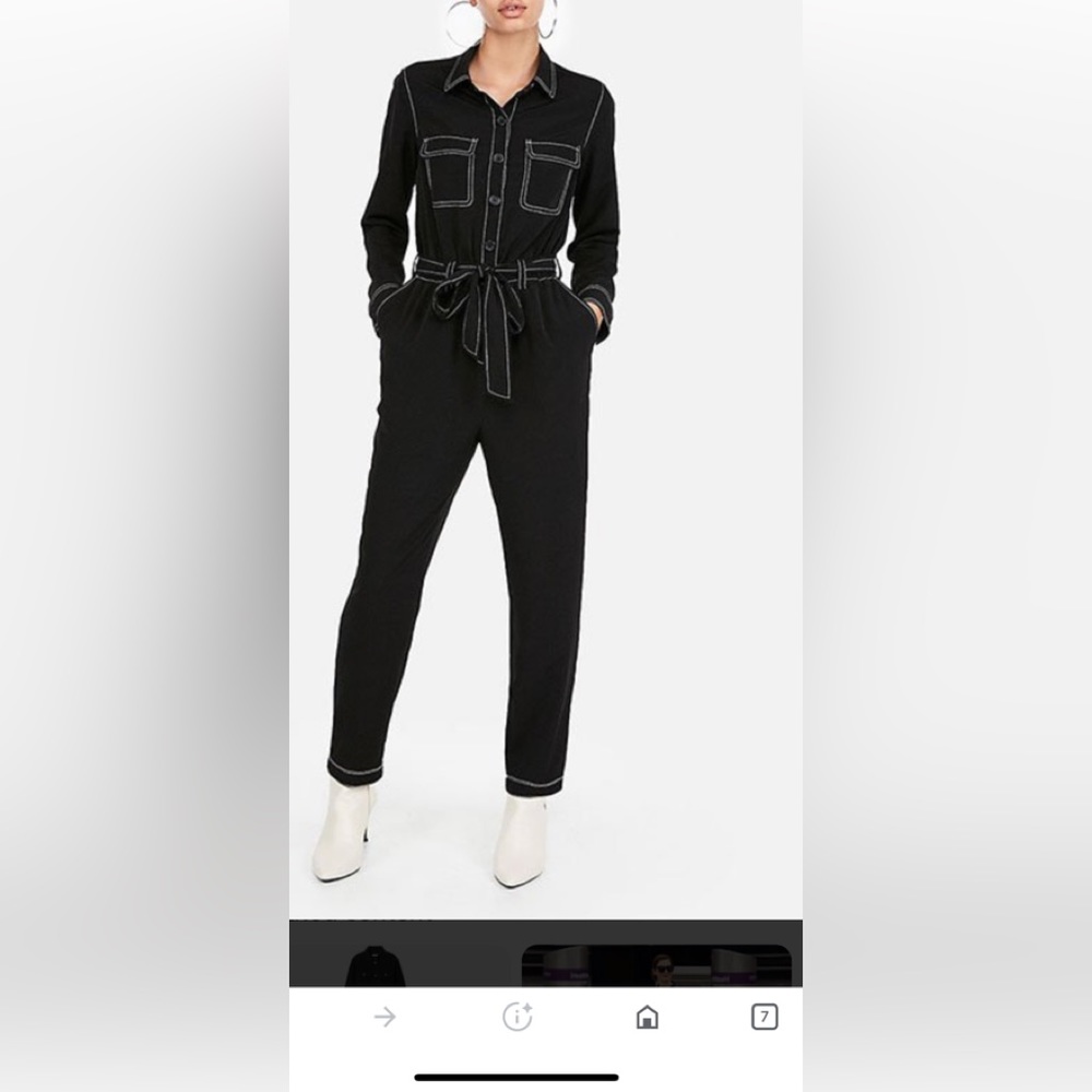 Express Jumpsuit long sleeve Thread contract Button front